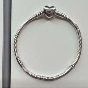 Heart Clasp Snake Chain Silver Bracelet